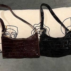 Faux alligator skin small shoulder purses.